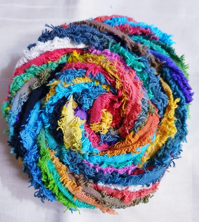 20-Piece Bright Cotton Yarn Strips 1 Yard Colorful Frayed Fabric Ribbon - Image 2