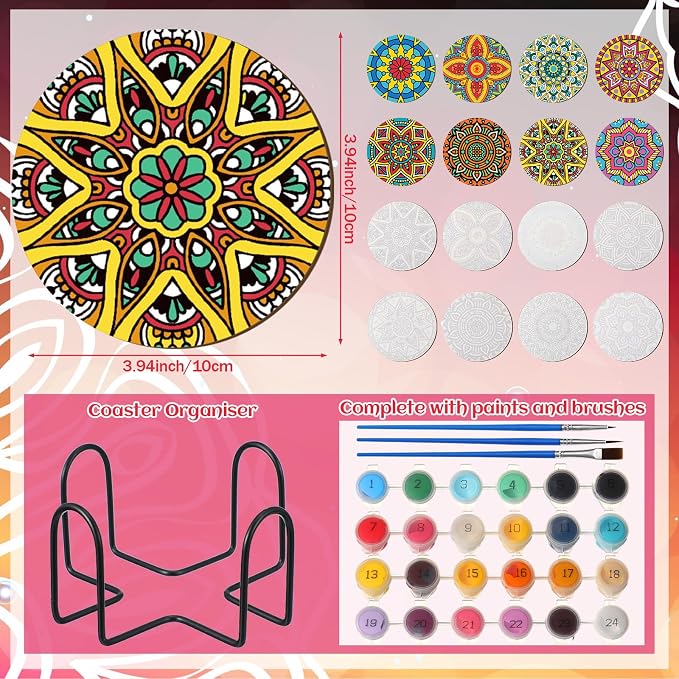 Reallnaive 8 Pcs Mandala Paint by Numbers Kit - Image 3