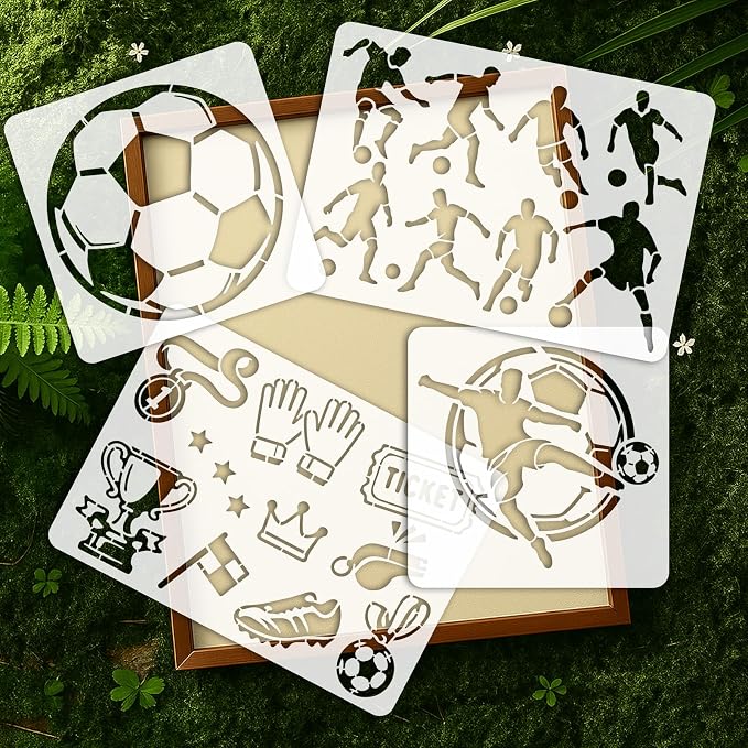 INFUNLY 6Pcs Soccer Painting Stencil - Image 7