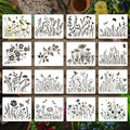 16 Pieces Wildflower Stencils for Painting, Reusable Large Spring Wild Flower by eageus