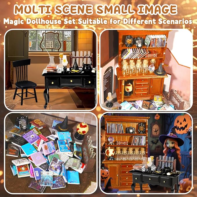 Rileryan 54 Pcs 1:12 Scale Magic Witchy House Kit Halloween Miniatures - Image 7