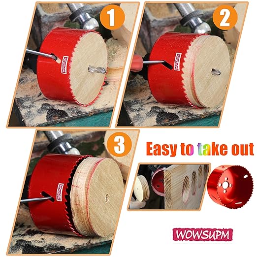 8” HSS Bi Metal Hole Saw Cutter with Arbor Heavy Duty Hole Saw Bit for Wood Drywall Plastic Aluminum Mild Steel Iron Metal Stainless Steel