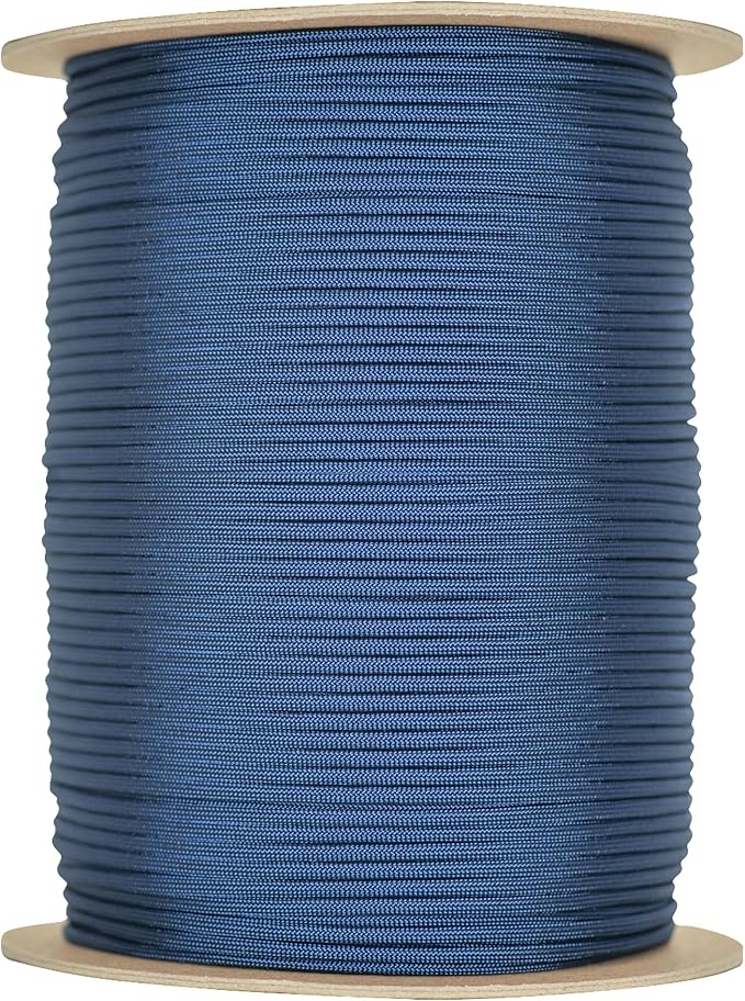 The Paracord Store | Type III 550 Paracord - 1000 FT Spool, Royal Blue | Heavy Duty 7 Strand Tactical Paracord - USA Made Nylon Outdoor Parachute Cord for Camping, Fishing & More - Survival Cord