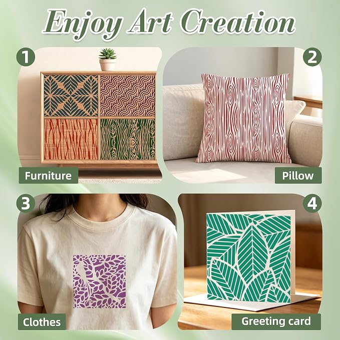 Geometric Texture Stencils for Crafts Reusable 16Pcs Stencils | DIY Art - Image 5