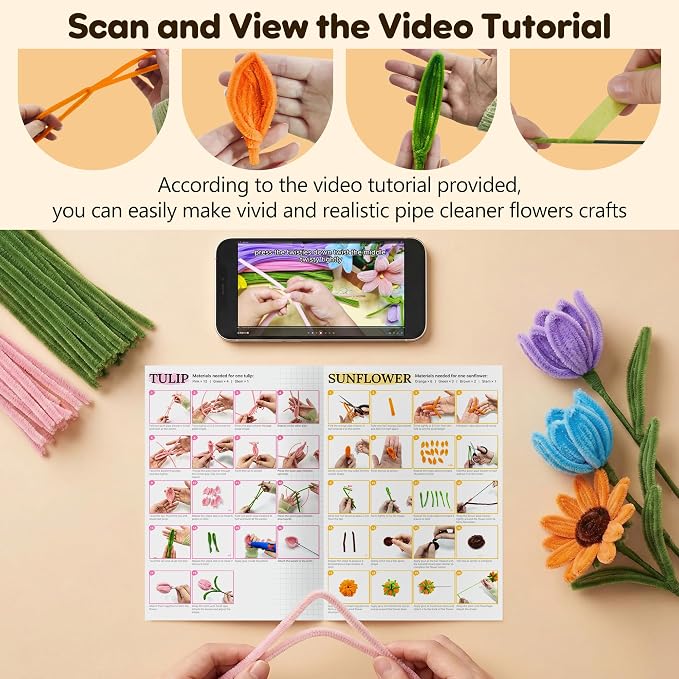 EARLY MINDS 800Pcs Pipe Cleaner Flower Kit - Image 6