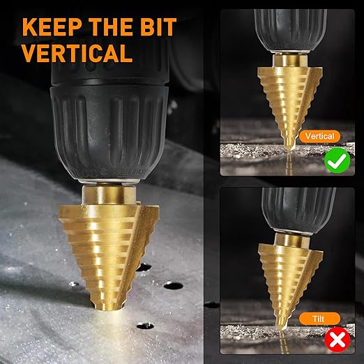 6pcs Step Drill Bit Set, High Speed Steel Unibit Drill Bits 50 Sizes with Automatic Center Punch for Sheet Metal, DIY Lovers with Aluminum Case