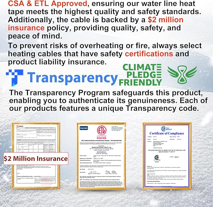 HEATIT Pipe Wrap Heat Tape - Efficient Pipe Freeze Protection, Trusted Performance, CSA & ETL Certified Pipe Heat Tape, Keeps Pipes Ice-Free, Reliable Choice, Hassle-Free,HISD 80ft, 7w/ft, 120V