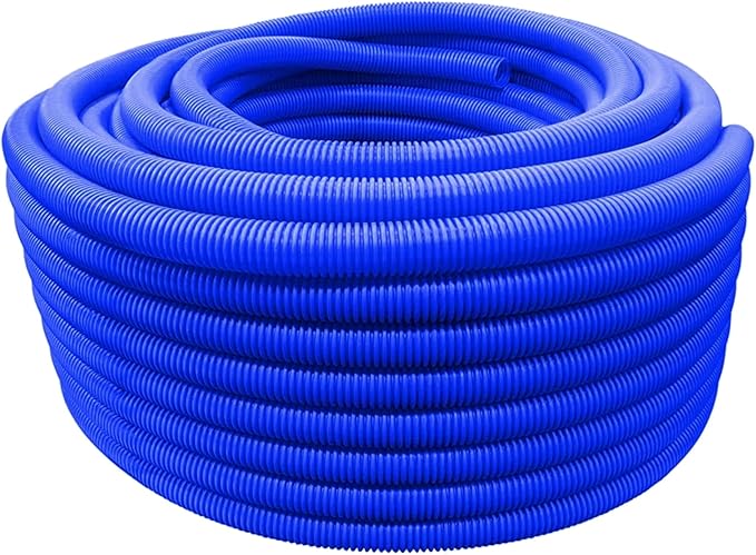 Flexible Polyethylene HDPE Non-Split Corrugated Wire Loom Tubing (Blue, 3/4" Dia. x 100 ft)