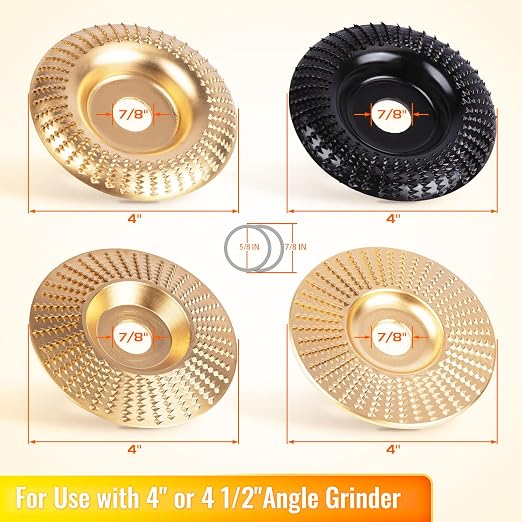 BLEKOO 4PC Angle Grinder Wood Carving Disc Set, - Image 2
