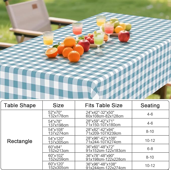 Smiry Rectangle Table Cloth, Waterproof Vinyl Tablecloths - Image 7