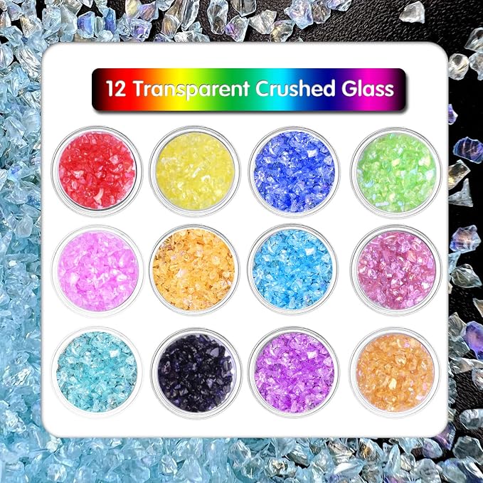 12 Box Transparent Crushed Glass Craft Glitter - Image 2