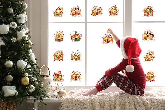 Renbuzhu 40PCS Christmas Crafts Bulk: Gingerbread House Paper Suncatchers DIY - Image 6