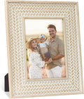 Boho 5x7 Picture Frame Woven Rattan Photo Frame | Bohemian Rustic Carved Design by Takfot