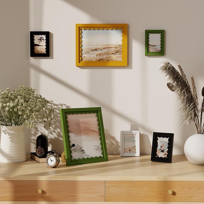 4x6 Picture Frame with Real Glass, Wooden cute 4 x 6 Photo Frame with Wavy Mat - Image 7