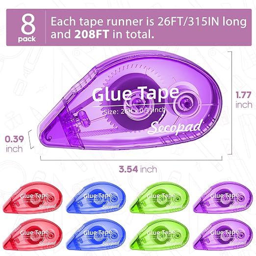 Secopad 8 Pack Scrapbook Tape, Double Sided Tape - Image 2