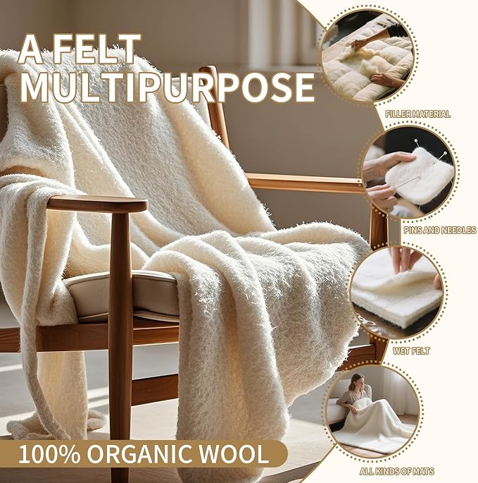 100% Pure Merino Wool Pre Felt Fabric Dual Sizes: 12x59 & 39x59 19 Micron - Image 2