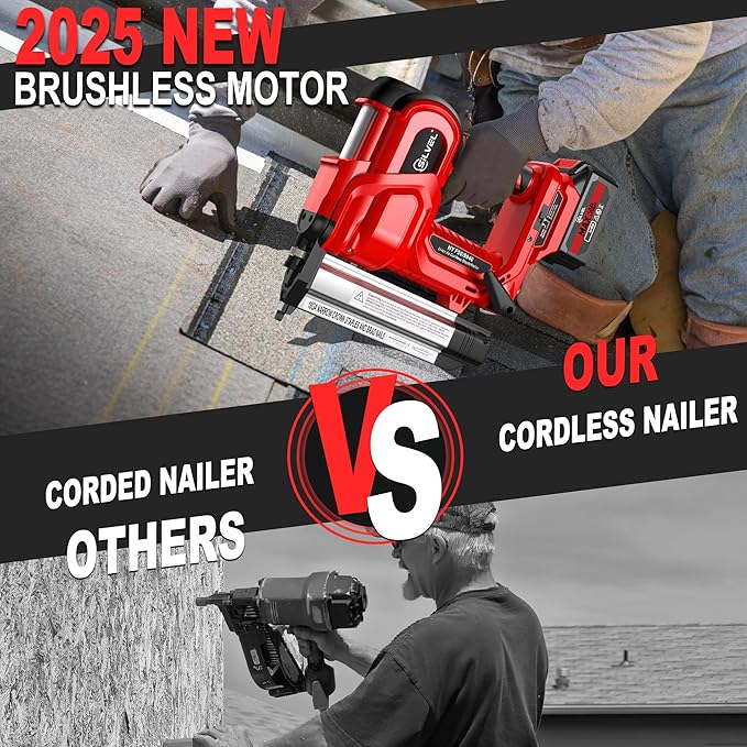 SILVEL 2" Cordless Brad Nailer, 2-in-1 21V Electric Brad Nailer Stapler with 2 * 4.0Ah Battery, 1000pcs Nails, 18GA Staples, Adjustable Depth for Woodworking, Home Improvement