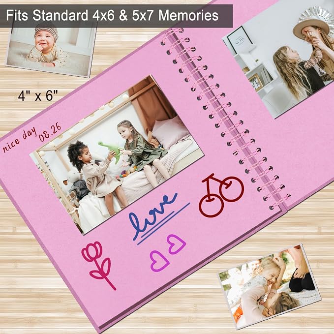 DIY Scrapbook Album 7x7 Inch, Hardcover Kraft Paper Scrap Book Photo Album - Image 6