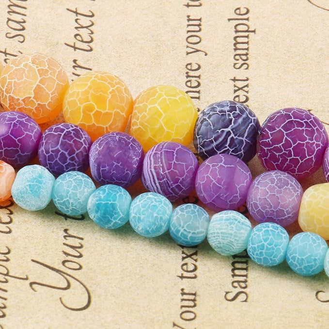 36pcs Natural Matte Rainbow Oxidized Gemstone Beads，10mm Frosted Round Loose - Image 5