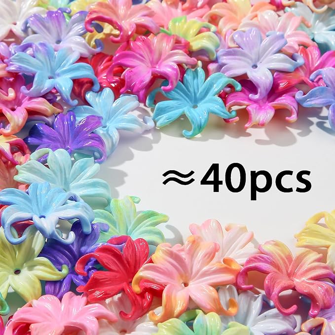 40pcs Flower Shape Beads Color Iris Bead Color Lily Beads - Image 2