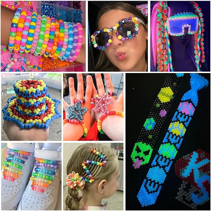 Gionlion 6000+ PCS Pony Beads 30 Assorted Colors Includes Glow in the Dark Bead - Image 4