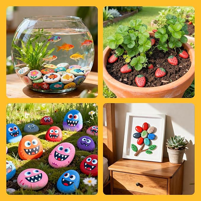 Simetufy 60 PCS Rocks for Painting, 1-2" Natural Flat DIY Painting Rocks - Image 7