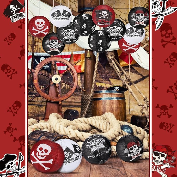 Panelee 12 Pcs Pirate Theme Paper Lanterns Birthday Party Decorations 8 Inch - Image 4