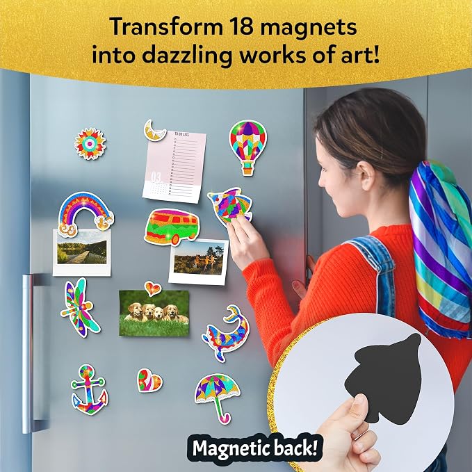 Skillmatics Foil Fun – Pretty Patterns, 18 DIY Magnets, Mess-Free Art | - Image 4