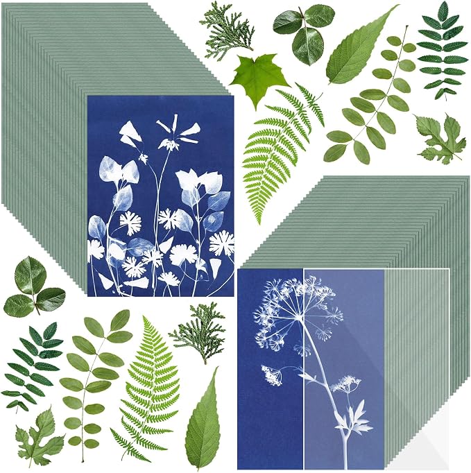 Sun Print Paper Kit Cyanotype Paper, 60 Sheets Cyanotype Papers by LIGHOON