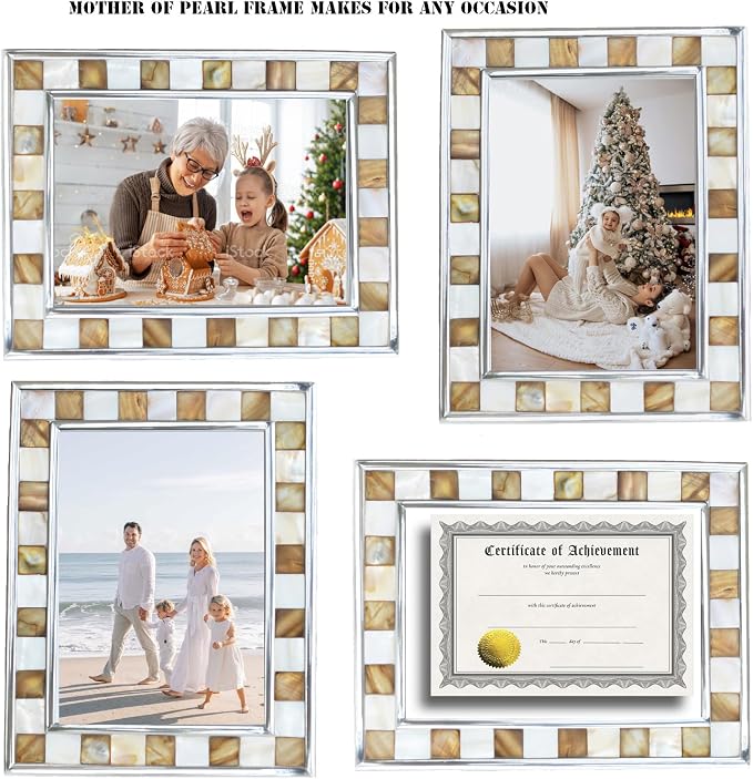 Silver Plate 8x10 Picture Frame, Mosaic Glass Photo Frame - Image 2