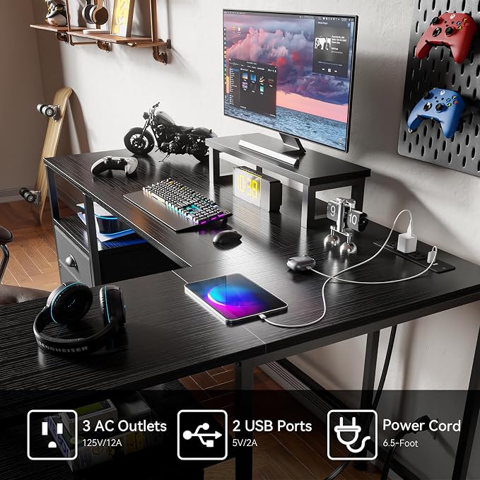 Furologee 50 Inch L Shaped Gaming Desk - Image 5