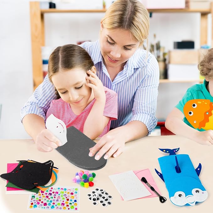 WATINC 6Pcs Hand Puppet Making Kit, Art Craft Felt Sock Puppet Toys, Creative - Image 4