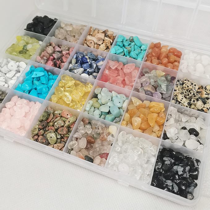 1600Pcs Natural Chip Stone Beads 5-8mm Crystal Bracelet Jewelry Making Kit | - Image 3