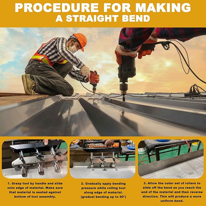ER3 Three-Station Edge Roller Bender, Large Radius Sheet Metal Bead Roller Bender/Brake, 0-90° Bending Angle, Adjustable for Making 5/8" to 4" (16 to 102 MM) Bends in 29 to 22-Gauge Steel