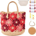 Noocro Crochet Kit for Intermediate or Advanced Level, Floral Raffia Bucket Bag by Noocro