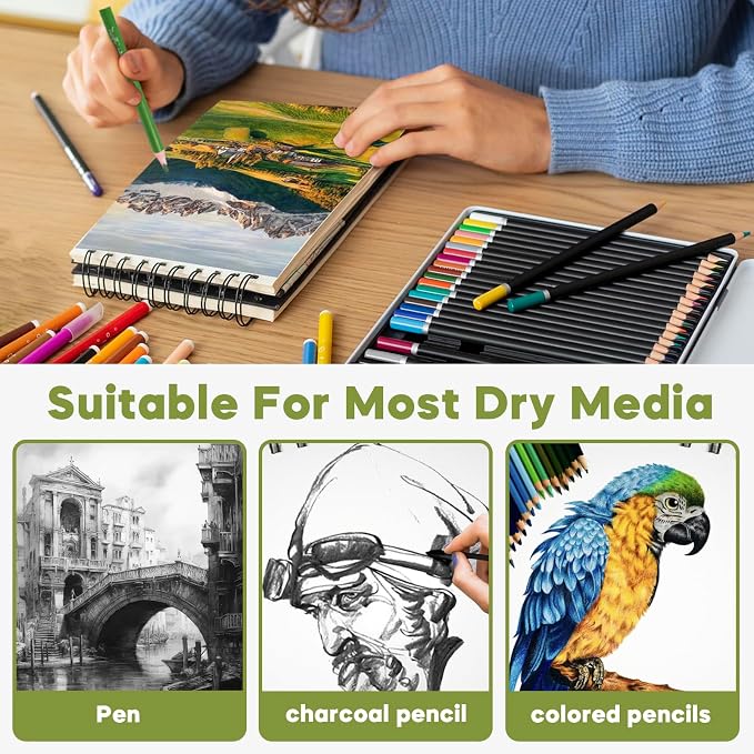CONDA 5.5 x 8.5 Sketchbook Book, Top Spiral Bound Sketch Pad, 2 Pack, 80 Sheets - Image 6