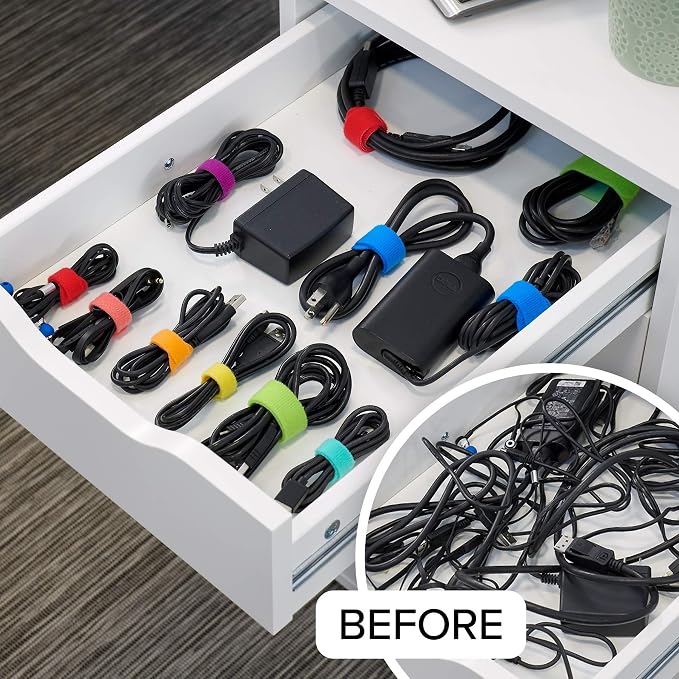 Self-Gripping Cable Ties by Wrap-It Storage, 5 Inch Straps – Reusable Hook and - Image 5