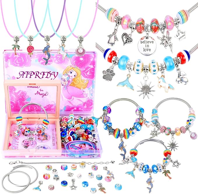 AIPRIDY Charm Bracelet Making Kit, Unicorn Mermaid Crafts Gifts Set Can - Image 7