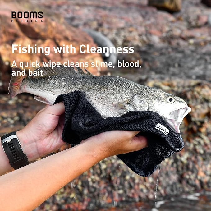 Booms Fishing B0T Microfiber Fishing Towel with Clip, 3 Pack Black