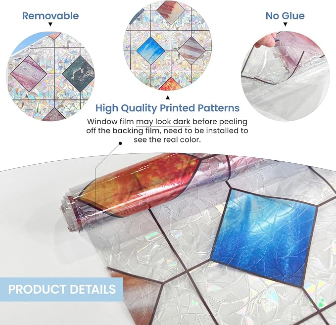 ADD.HERES Window Privacy Film, Stained Glass Decorative Static Cling, Removable - Image 3