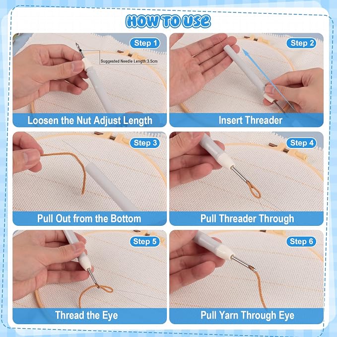 35Pcs Punch Needle Kit Adult Beginner, Adjustable Punch Needle Tool - Image 5