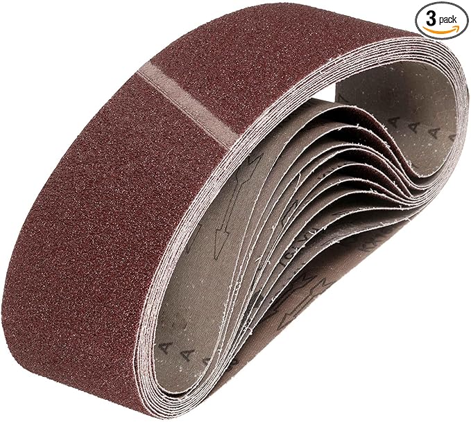 HARFINGTON 4 x 48 Inch Sanding Belts, 3 Pcs 36 Grit Aluminum Oxide Abrasive Belt Sander File Belt for Woodworking, Metal Polishing, Knife Sharpener