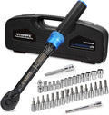 1/4-Inch Drive Click Torque Wrench Set, 33Pcs Bike Torque Wrench Set (20-240IN.LB/2.3-27.1Nm),Inch Pound Click Torque Wrench with Bit Sockets, 3/8 Adapter, Bicycle Tool Kit