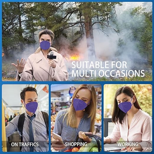 Hotodeal KN95 Face Mask,5 Layers Cup Dust Mask Against PM2.5 from Fire Smoke, Dust, for Men, Women, Essential Workers(Purple)