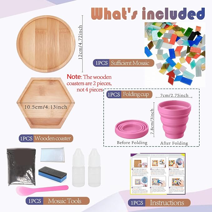 DIY Mosaic Tiles Crafts Kits for Adults, Mixed Stained Glass Mosaic Kit - Image 2