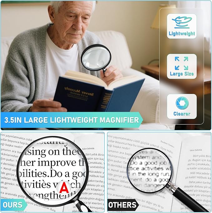 10X 30X Magnifying Glass for Reading, Handheld Magnifier for Reading, 90mm - Image 2