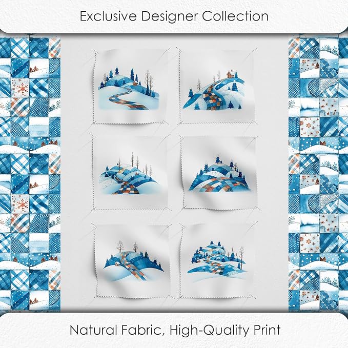 Winter Patchwork Landscape Cotton Fabric Panel – 6 Designs + Bonus Patchwork - Image 5