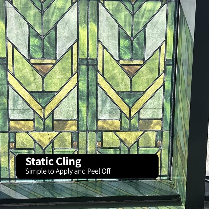 Faux Stained Glass Effect Transparent Window Film, Original Hand Drawn Static - Image 3