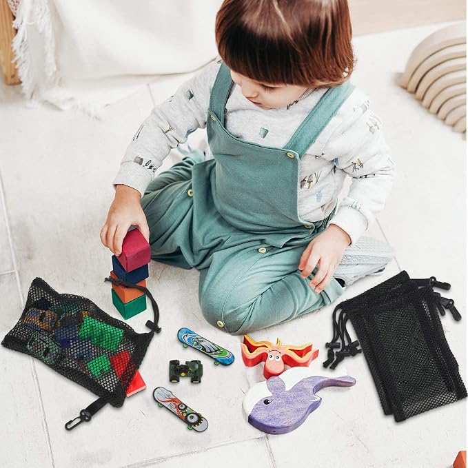 8 Pieces Black Mesh Drawstring Bags - Image 4