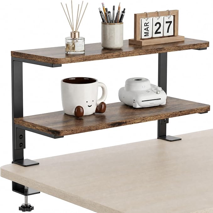 2-Tier Desk Extender, 22-inch Clamp-On Desk Shelf, Height-Adjustable Desktop by ART-GIFTREE